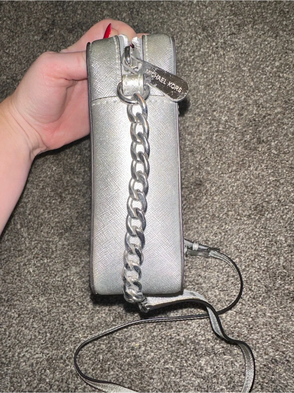 Silver Michael Kors Crossbody Bag